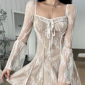 NWOT Beige/white dress